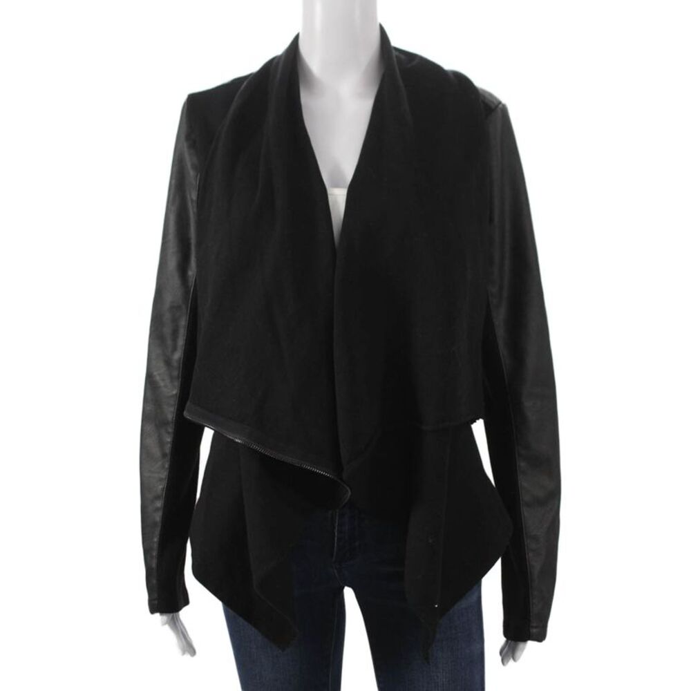 Blank NYC Womens Black Biker Jacket Polyurethane Zip Size M